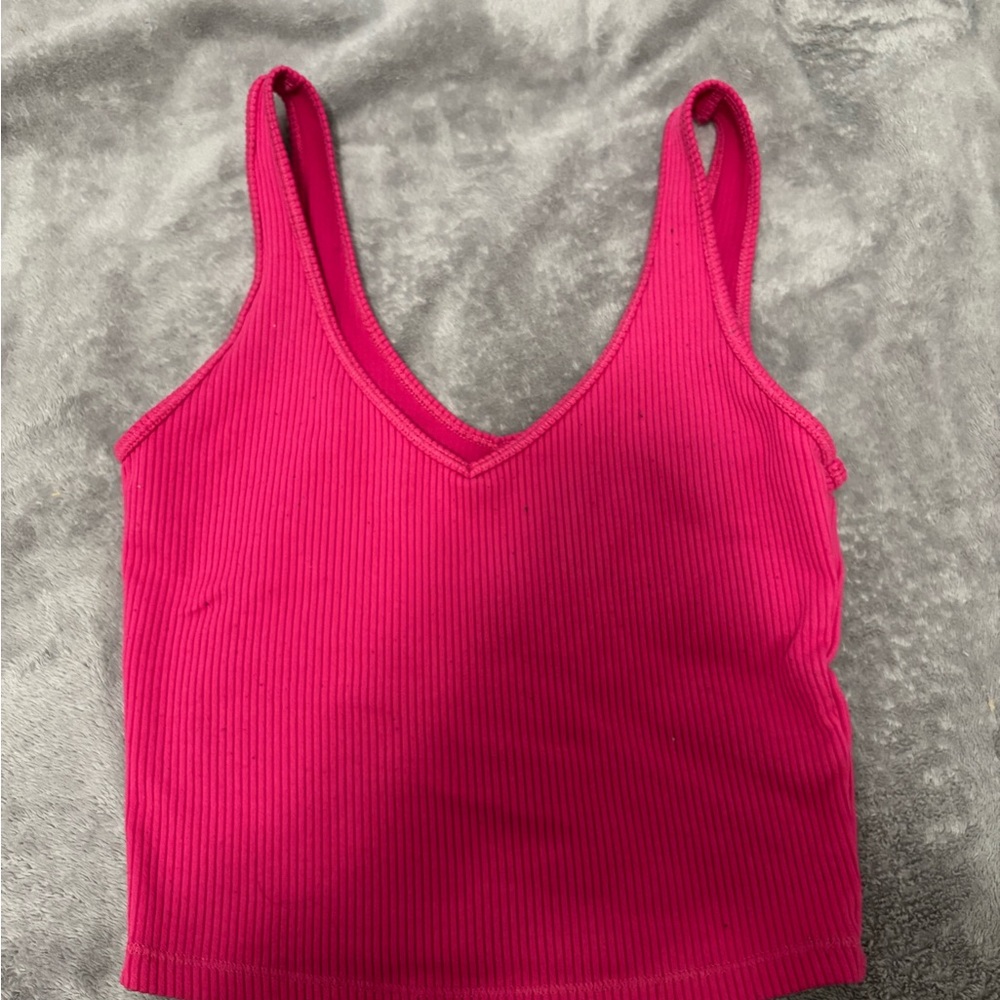 Pink Ribbed Women's Tank Top - Picture 2 of 2